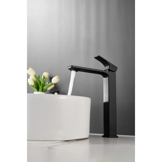 Смеситель для раковины высокий Belz B11709-7, чёрный - фото 3