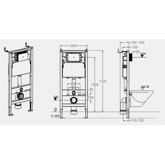 Инсталляция для подвесного унитаза Azario AZ-510A (с возможностью подключения безконтактной клавиши смыва) - фото 7