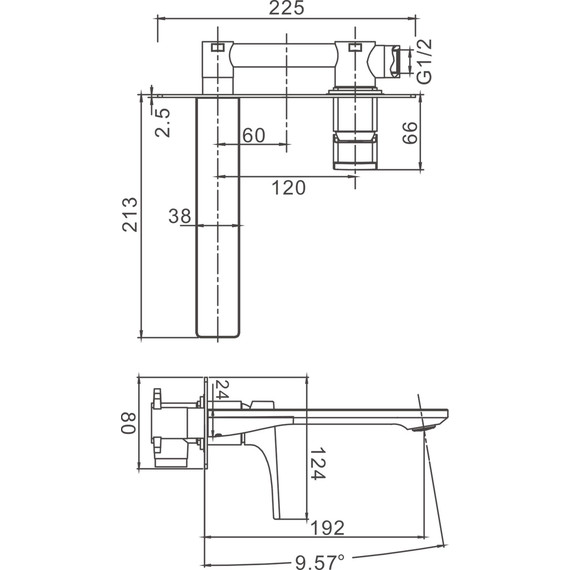 Смеситель для раковины настенный Belz B14709-3, графит - фото 2