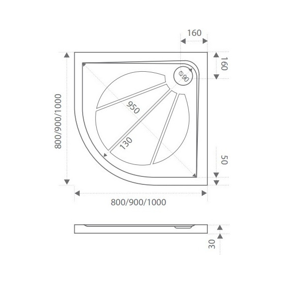 Каменный поддон Bas Эклипс 80х80 см - фото, картинка 2 Каменный поддон Bas Эклипс 80х80 см - фото 2