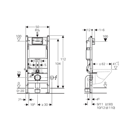 Инсталляция для подвесного унитаза Geberit Duofix Basic UP100 111.153.00.1 - фото 3