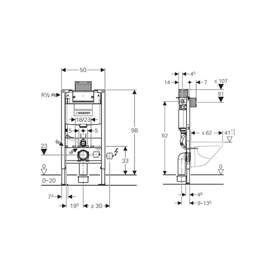 Инсталляция для подвесного унитаза Geberit Duofix Omega h98 111.030.00.1 - фото 3