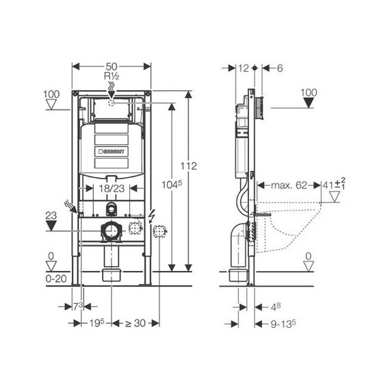 Инсталляция для подвесного унитаза Geberit Duofix Sigma Платтенбау 111.362.00.5 - фото 3