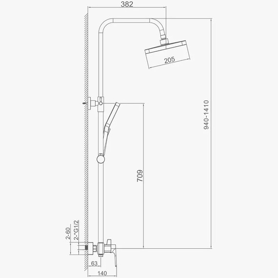 Душевая стойка с термостатом Haiba HB24537 - фото 20