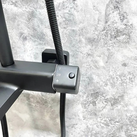 Душевая стойка с термостатом Haiba HB24537-7, чёрный - фото 16