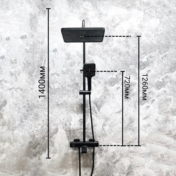 Душевая стойка с термостатом Haiba HB24537-7, чёрный - фото 3