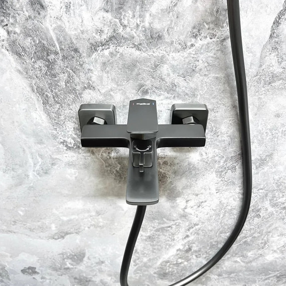 Смеситель для ванны Haiba HB60726-3, оружейная сталь - фото 9