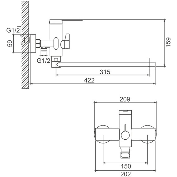 Смеситель для ванны Belz B22813-3, оружейная сталь - фото 19