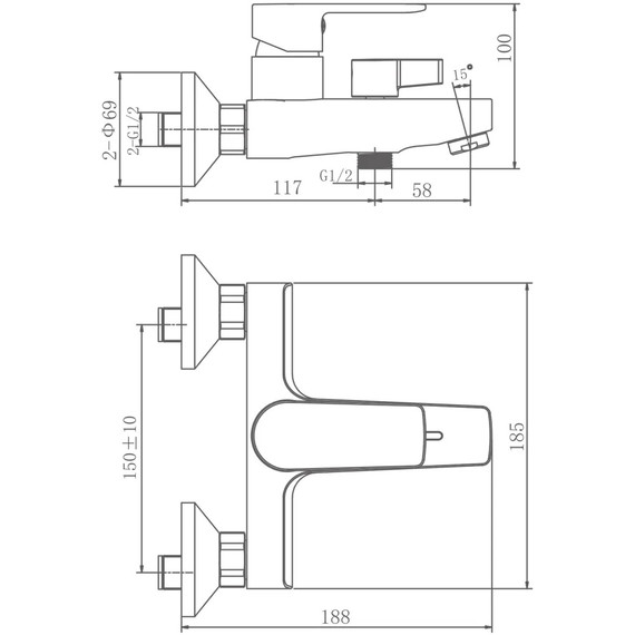 Смеситель для ванны Haiba HB60719-7, чёрный - фото 15