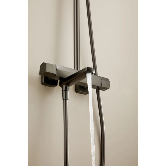 Душевая стойка с термостатом Haiba HB24726-3, оружейная сталь - фото 12