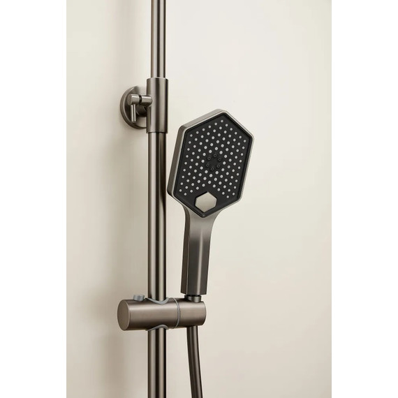 Душевая стойка с термостатом Haiba HB24726-3, оружейная сталь - фото 7
