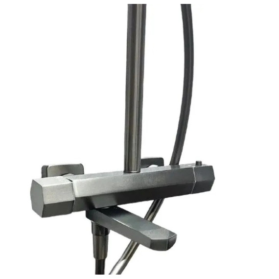 Душевая стойка с термостатом Haiba HB24726-3, оружейная сталь - фото 2