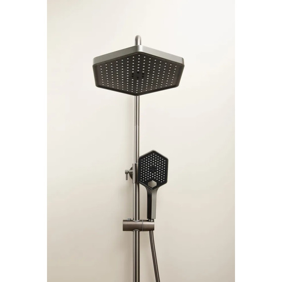 Душевая стойка с термостатом Haiba HB24726-3, оружейная сталь - фото 10