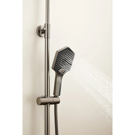 Душевая стойка с термостатом Haiba HB24726-3, оружейная сталь - фото 11