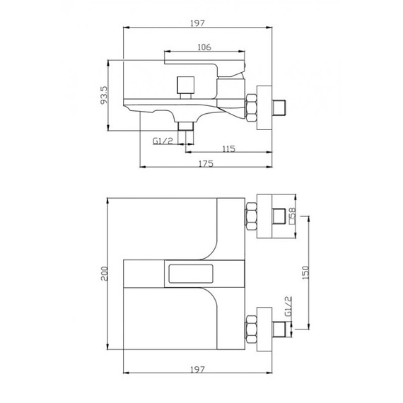 Смеситель для ванны BelBagno LUC-VASM-CRM - фото 2