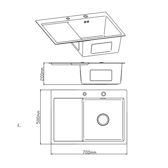 Кухонная мойка Diadonna DS7050R, сатин - фото 3