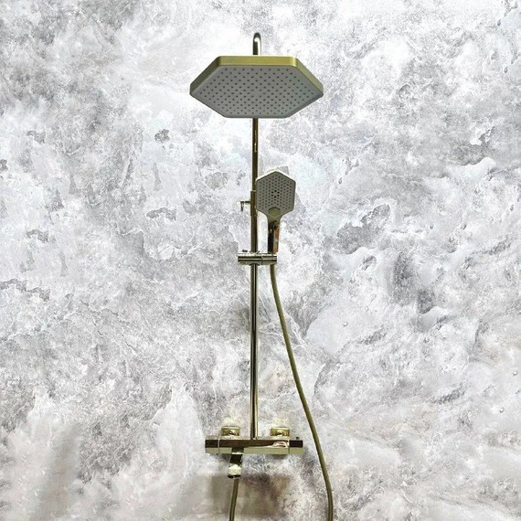 Душевая стойка с термостатом Haiba HB24726-5, золото - фото 2