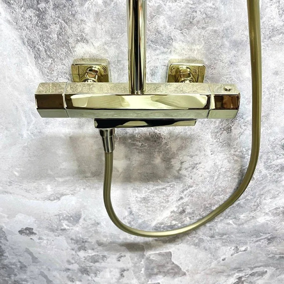 Душевая стойка с термостатом Haiba HB24726-5, золото - фото 15