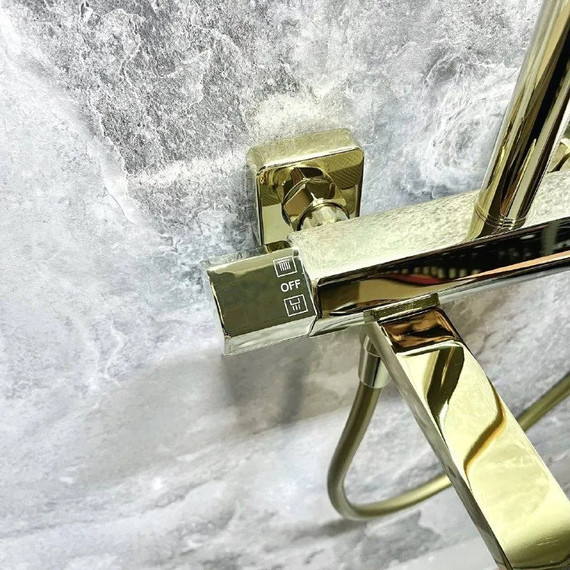 Душевая стойка с термостатом Haiba HB24726-5, золото - фото 16