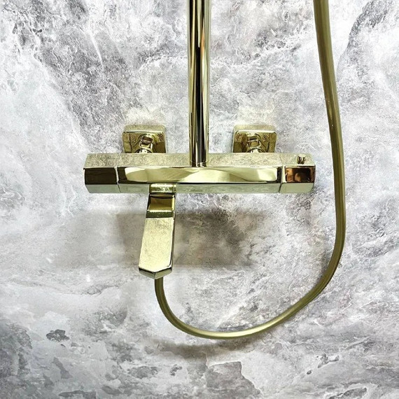 Душевая стойка с термостатом Haiba HB24726-5, золото - фото 17