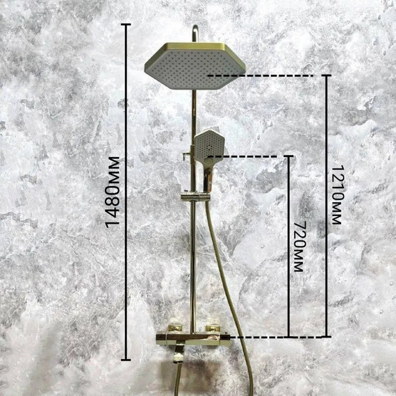 Душевая стойка с термостатом Haiba HB24726-5, золото - фото 5