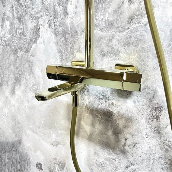 Душевая стойка с термостатом Haiba HB24726-5, золото - фото 13