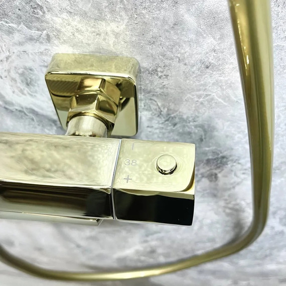 Душевая стойка с термостатом Haiba HB24726-5, золото - фото 14