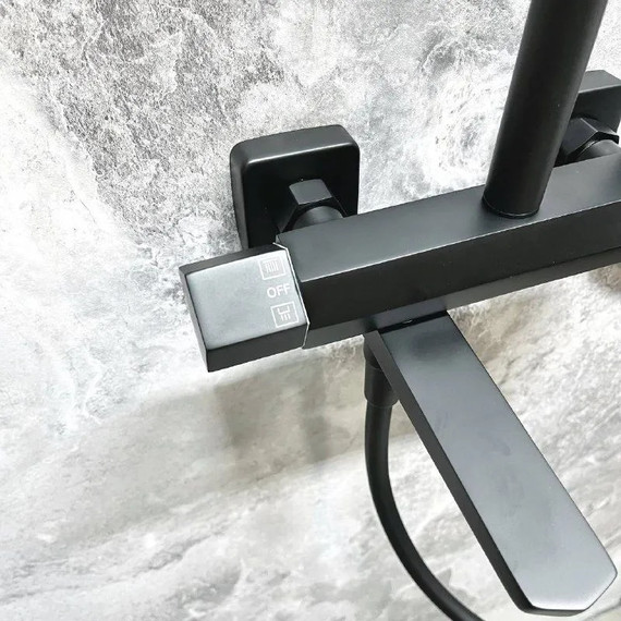 Душевая стойка с термостатом Haiba HB24726-7, чёрный - фото 15