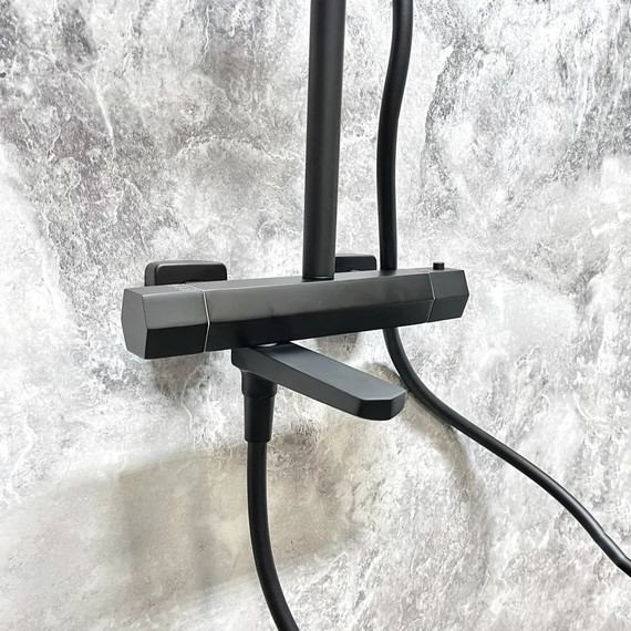 Душевая стойка с термостатом Haiba HB24726-7, чёрный - фото 18