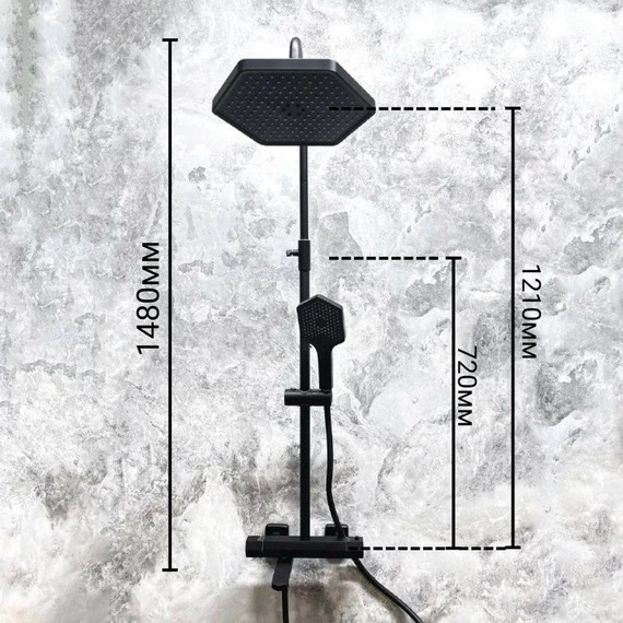 Душевая стойка с термостатом Haiba HB24726-7, чёрный - фото 8
