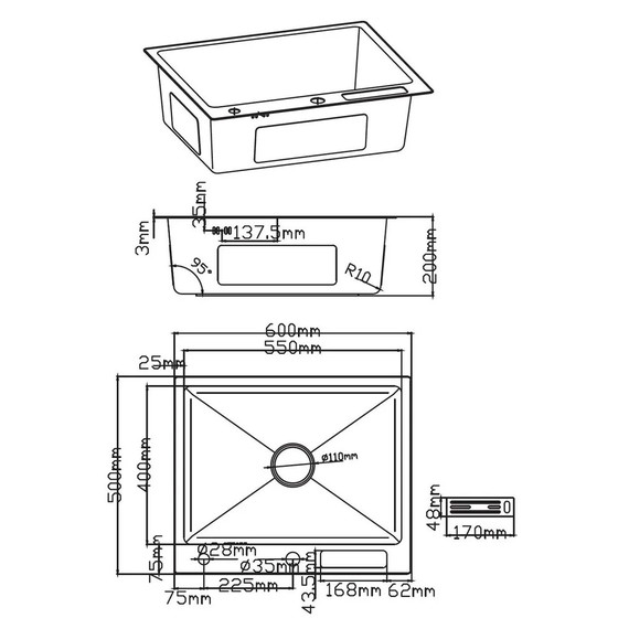 Кухонная мойка Diadonna DS5060, сатин - фото 5