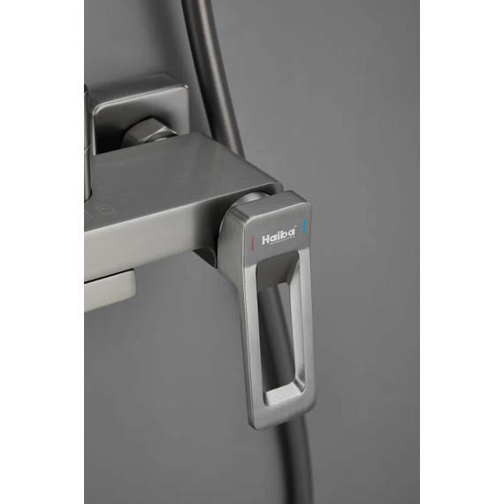 Душевая стойка Haiba HB24732-3, оружейная сталь - фото 6