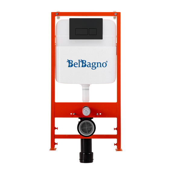 Инсталляция с подвесным унитазом комплект: BelBagno Uno BB5177CH-TOR/SC/BB026/BB044NERO с подвесным безободковым унитазом, сиденье микролифт, крепление, кнопка смыва чёрный (система смыва торнадо) - фото 4