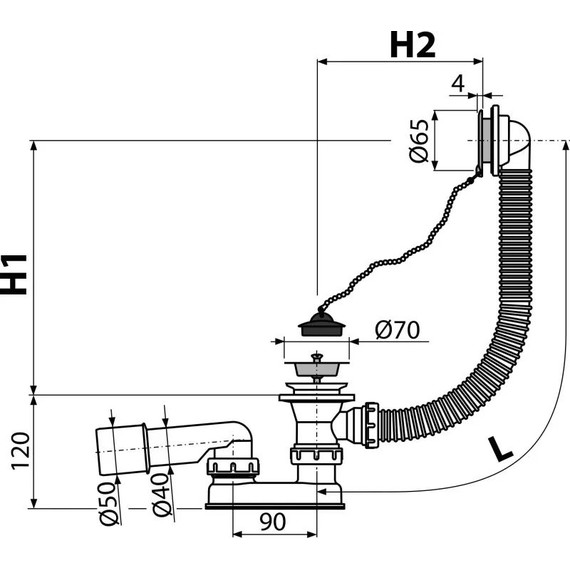 Сифон для ванны AlcaPlast A501 - фото 2
