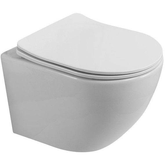 Унитаз подвесной безободковый Belbagno Uno 2.1 BB7006CHR/SC с тонкой крышкой микролифт - фото 