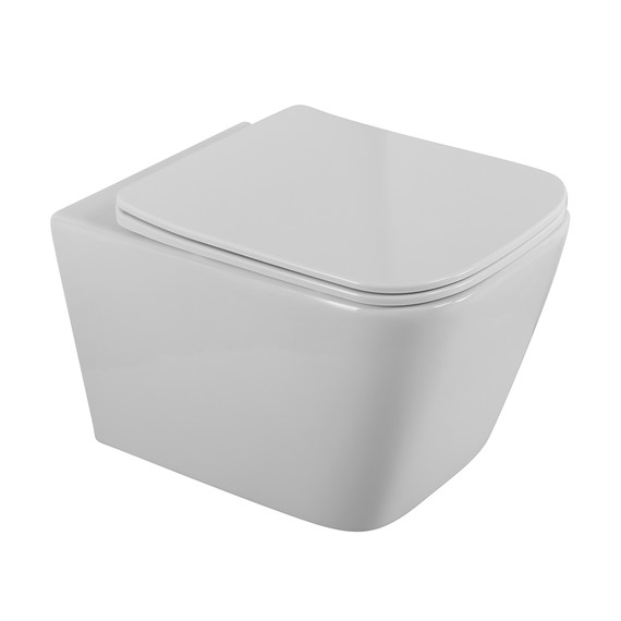 Унитаз подвесной безободковый BelBagno Due BB7107CHR/SC с тонкой крышкой микролифт - фото 