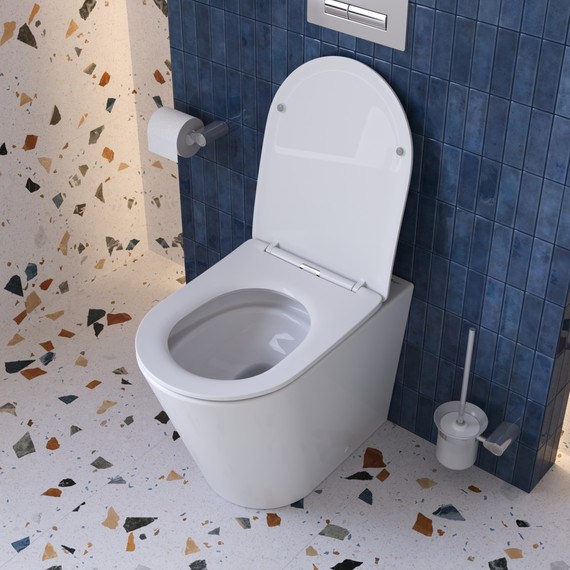 Унитаз приставной безободковый BelBagno BB1003CB-TOR/SC с тонкой крышкой микролифт (система смыва торнадо) - фото 5