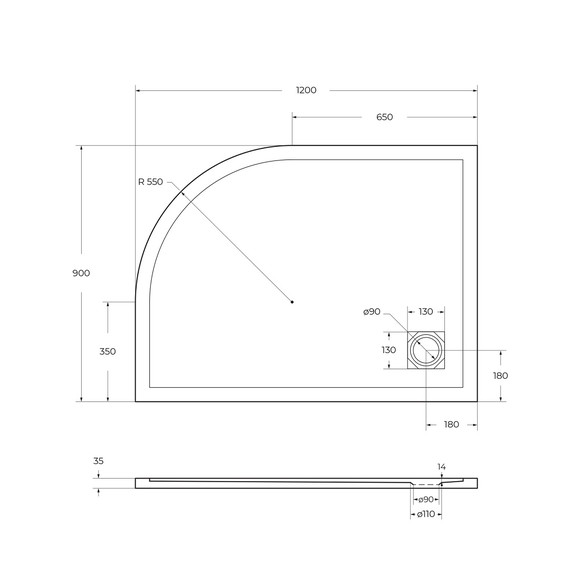Каменный поддон BelBagno 120 см TRAY-MR-UNO-RH-120/90-550-35-W-L-BO - фото 4