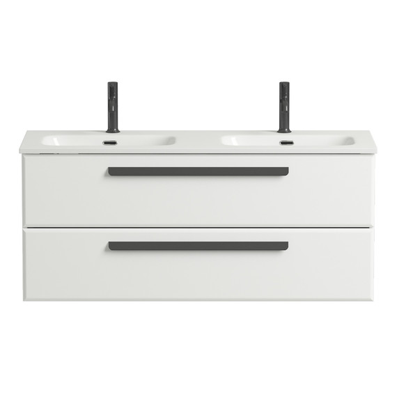 Тумба подвесная с раковиной Cezares 120 см ECO-CER-N-1200-2C-SO-2-BL (раковина CZR-8095-120-2) bianco lucido - фото 