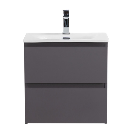 Тумба подвесная с раковиной Belbagno 50 см KRAFT 39-500/390-2C-SO-GSO (раковина BB-8099-3-50) тёмно-серый матовый - фото 