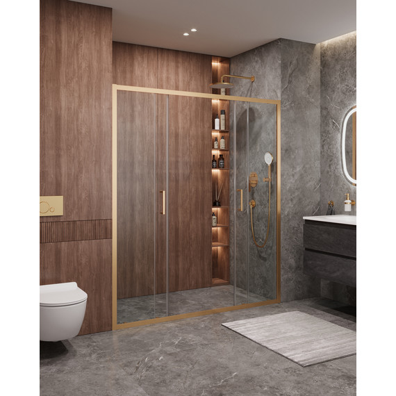 Душевая дверь Cezares 170 см MOLVENO-BF-2-170-C-BORO-IV, брашированное золото/прозрачное - фото 2