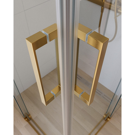 Душевое ограждение Cezares (80-90)x(90-100) SLIDER-AH-2-80/90-90/100-C-BORO (стекло 8 мм) брашированное золото/прозрачное - фото 4