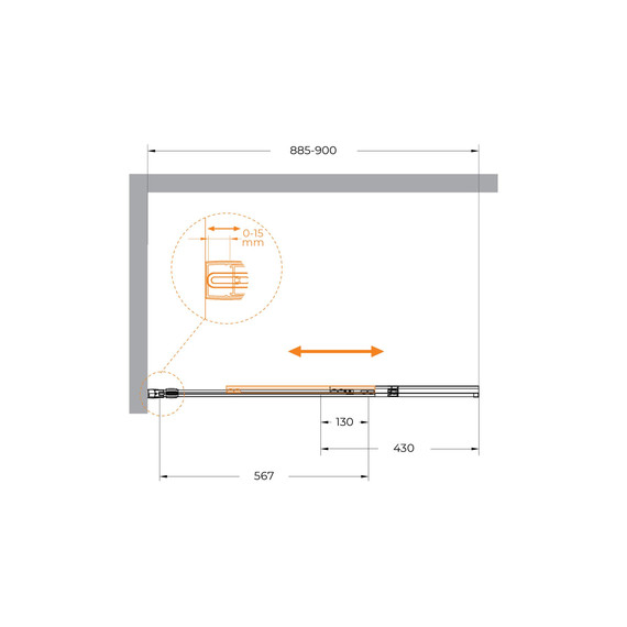 Шторка для ванны Cezares 90 см SLIDER-FIX-VF-11-90/150-C-BORO, брашированное золото/прозрачное - фото 7