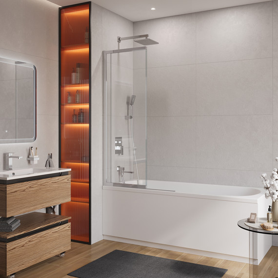 Шторка для ванны Cezares 100 см SLIDER-FIX-VF-11-100/150-C-Cr, хром/прозрачное - фото 2