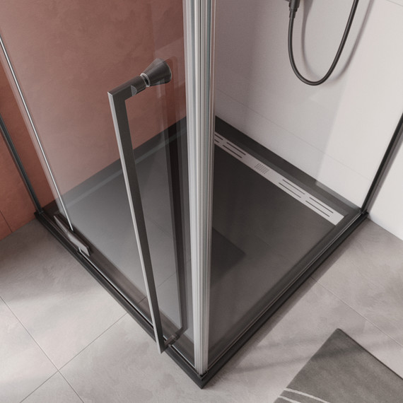 Душевое ограждение Cezares 900x900 LINER-A-1-90-C-GM-L, оружейная сталь/прозрачное - фото 4