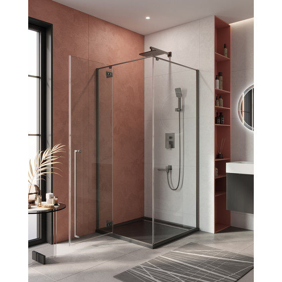 Душевое ограждение Cezares 900x900 LINER-A-1-90-C-GM-L, оружейная сталь/прозрачное - фото 2