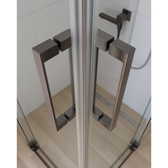 Душевое ограждение Cezares (80-90)x(90-100) SLIDER-AH-2-80/90-90/100-C-GM (стекло 8 мм) оружейная сталь/прозрачное - фото 4