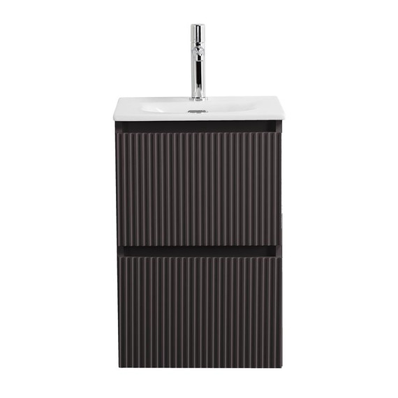 Тумба подвесная с раковиной BelBagno 40 см UNO-MINI-400-2C-SO-GSO, тёмно-серый матовый - фото 