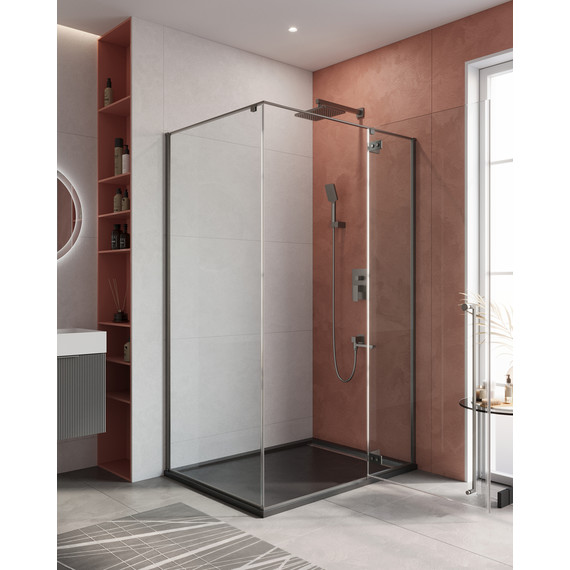 Душевое ограждение Cezares 1200x900 LINER-AH-1-120/90-C-GM-R, оружейная сталь/прозрачное - фото 2