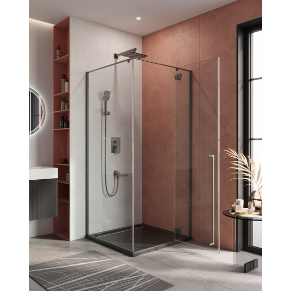 Душевое ограждение Cezares 900x900 LINER-A-1-90-C-GM-R, оружейная сталь/прозрачное - фото 2